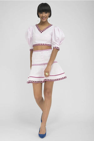 Mula Embroidered Linen 2 Piece Skirt Set - Bitsy Stoneking